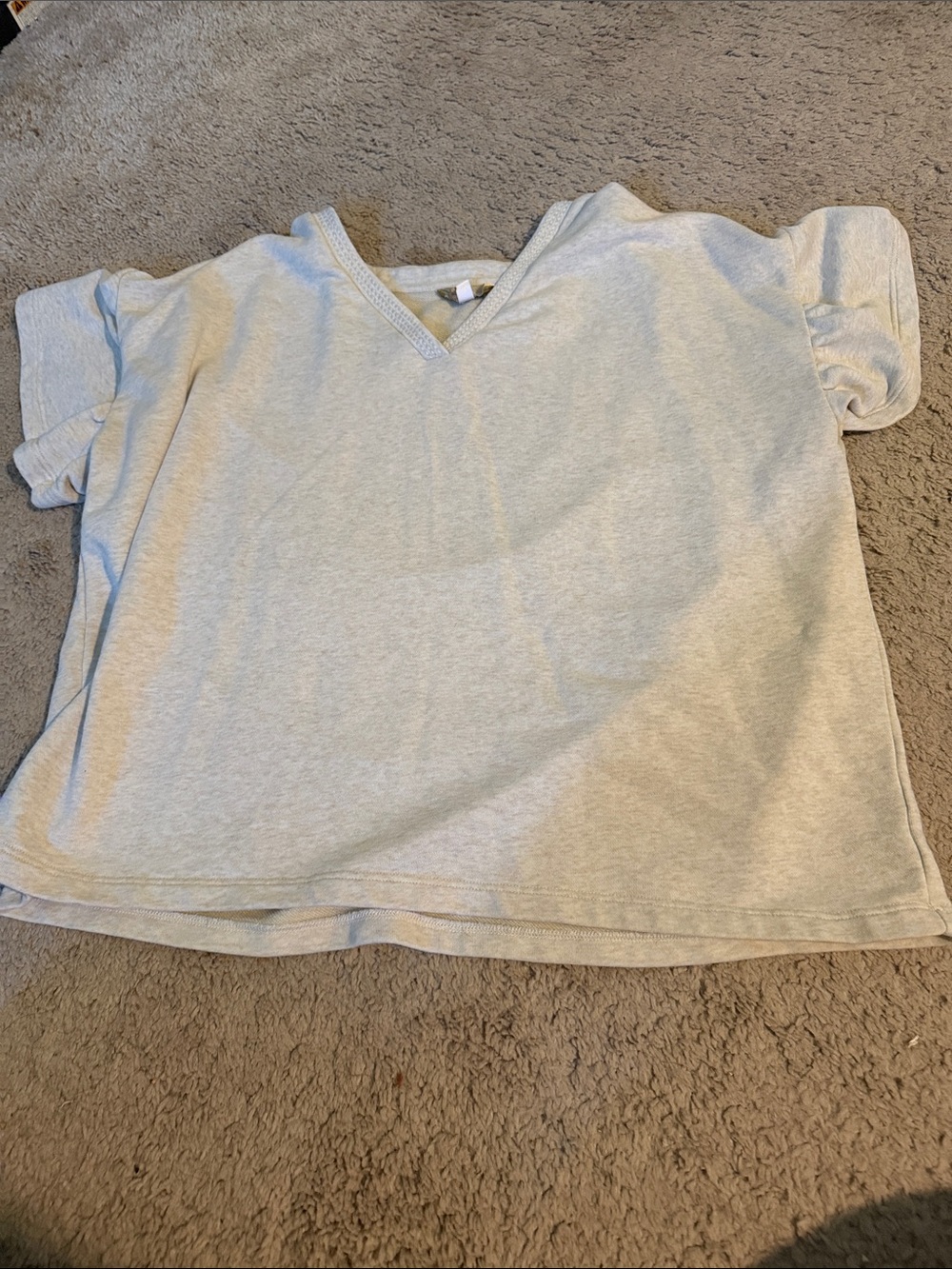 crown & ivy Light Gray V-Neck Pullover Hoodie